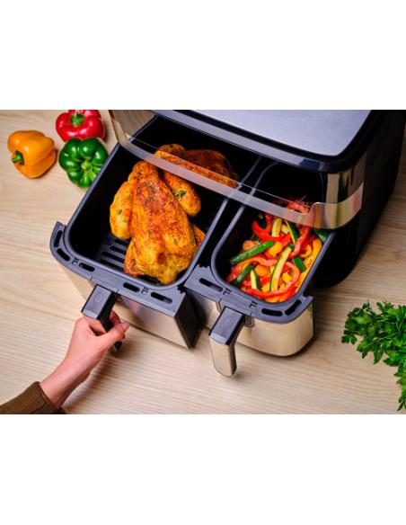 Tefal Dual Easy Fry & Grill EY905D Doble 8,3 L Independiente 2700 W Freidora de aire caliente Acero inoxidable