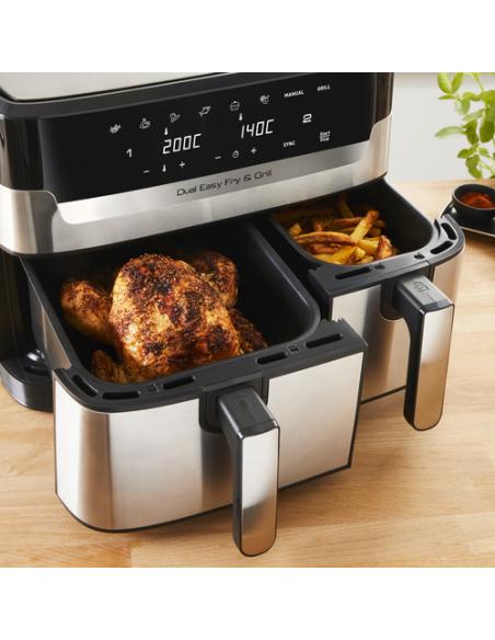 Tefal Dual Easy Fry & Grill EY905D Doble 8,3 L Independiente 2700 W Freidora de aire caliente Acero inoxidable