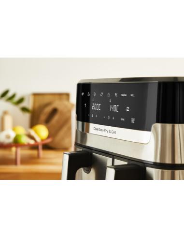 Tefal Dual Easy Fry & Grill EY905D Doble 8,3 L Independiente 2700 W Freidora de aire caliente Acero inoxidable
