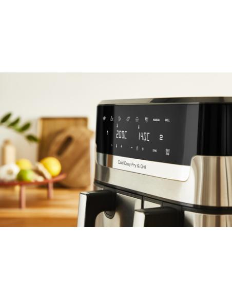 Tefal Dual Easy Fry & Grill EY905D Doble 8,3 L Independiente 2700 W Freidora de aire caliente Acero inoxidable