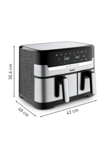 Tefal Dual Easy Fry & Grill EY905D Doble 8,3 L Independiente 2700 W Freidora de aire caliente Acero inoxidable
