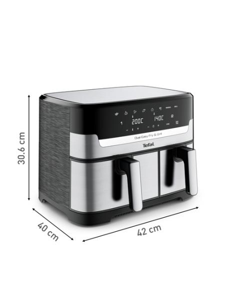 Tefal Dual Easy Fry & Grill EY905D Doble 8,3 L Independiente 2700 W Freidora de aire caliente Acero inoxidable