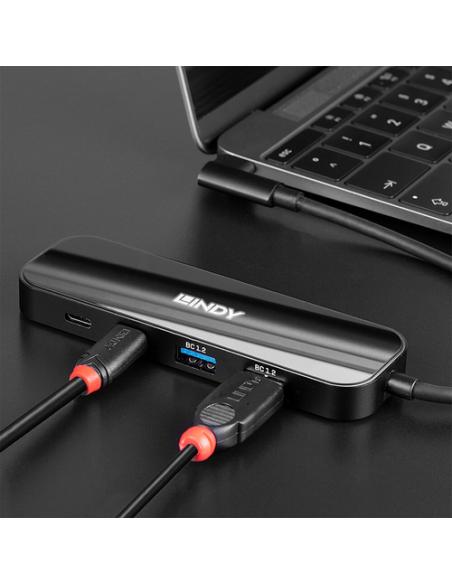 Lindy 43334 hub de interfaz USB 3.2 Gen 2 (3.1 Gen 2) Type-C 10000 Mbit/s Negro