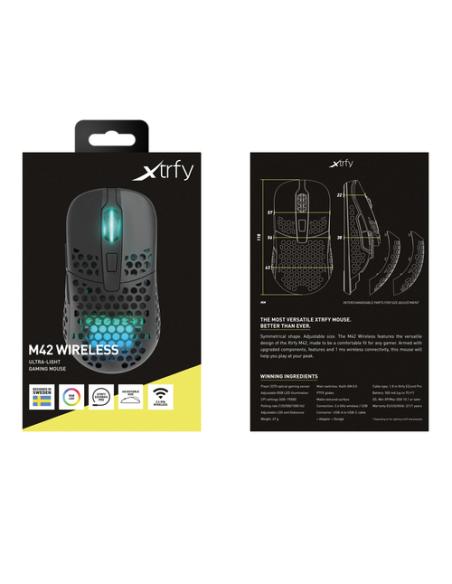 CHERRY XTRFY M42 RGB ratón Juego Ambidextro RF Wireless + USB Type-C Óptico 19000 DPI