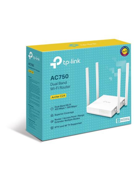 TP-Link ARCHER C24 router inalámbrico Ethernet rápido Doble banda (2,4 GHz / 5 GHz) Blanco