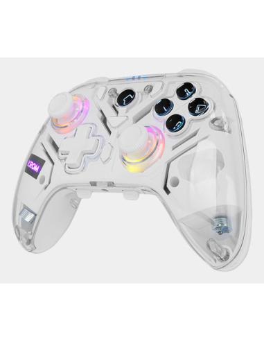 Krom NXKROMKRYSTAL mando y volante Transparente, Blanco Bluetooth/USB Gamepad Analógico/Digital Android, Nintendo Switch, Ninten