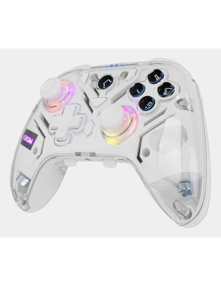 Krom NXKROMKRYSTAL mando y volante Transparente, Blanco Bluetooth/USB Gamepad Analógico/Digital Android, Nintendo Switch, Ninten