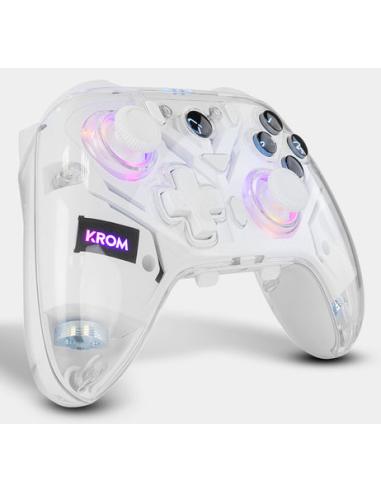 Krom NXKROMKRYSTAL mando y volante Transparente, Blanco Bluetooth/USB Gamepad Analógico/Digital Android, Nintendo Switch, Ninten