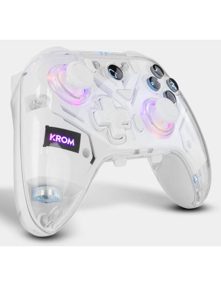 Krom NXKROMKRYSTAL mando y volante Transparente, Blanco Bluetooth/USB Gamepad Analógico/Digital Android, Nintendo Switch, Ninten