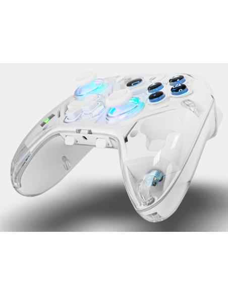 Krom NXKROMKRYSTAL mando y volante Transparente, Blanco Bluetooth/USB Gamepad Analógico/Digital Android, Nintendo Switch, Ninten