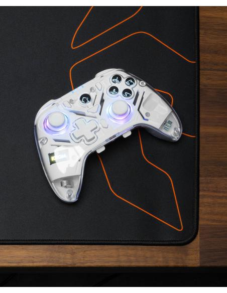 Krom NXKROMKRYSTAL mando y volante Transparente, Blanco Bluetooth/USB Gamepad Analógico/Digital Android, Nintendo Switch, Ninten