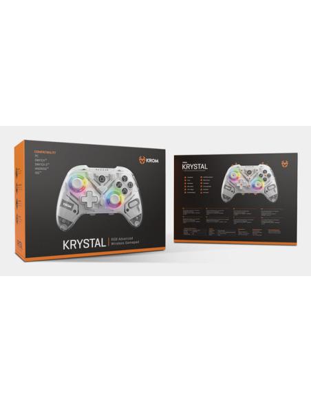 Krom NXKROMKRYSTAL mando y volante Transparente, Blanco Bluetooth/USB Gamepad Analógico/Digital Android, Nintendo Switch, Ninten
