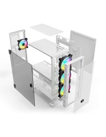 Savio Raptor White X1 ARGB Glass/Mesh White Computer Case Midi Tower Blanco