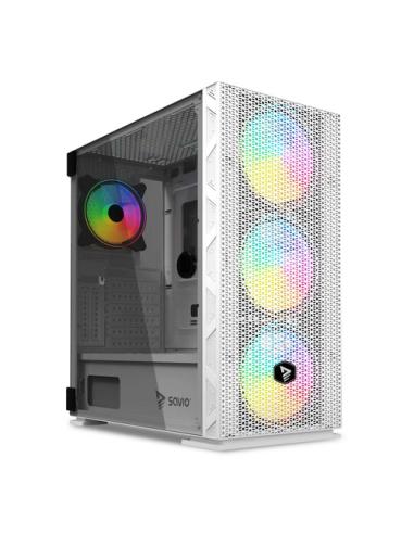 Savio Raptor White X1 ARGB Glass/Mesh White Computer Case Midi Tower Blanco