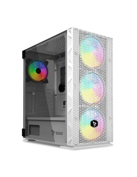 Savio Raptor White X1 ARGB Glass/Mesh White Computer Case Midi Tower Blanco