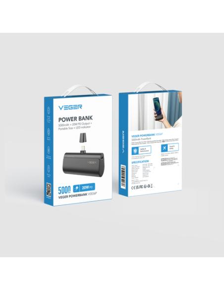 VEGER PlugOn-L VG-W0556P PowerBank plug-on 5000mah PD20W Lightning connector built-in