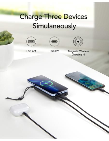VEGER MagOn W1151-B 10000mAh powerbank Magnetic Wireless PD20W