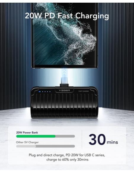 VEGER PLUGON-C VG-W0558 PRO 5000 Powerbank Type-C Bulit-in with KickStand