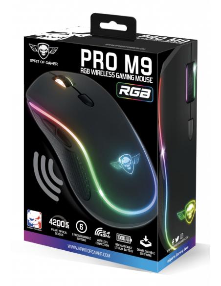 Spirit of Gamer PRO-M9 ratón Juego Ambidextro RF inalámbrico Óptico 4200 DPI