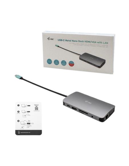 i-tec Metal USB-C Nano Dock HDMI/VGA with LAN + Charger 100W