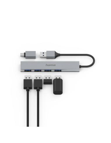 Hama 00200141 hub de interfaz USB 3.2 Gen 1 (3.1 Gen 1) Type-A 5000 Mbit/s Gris