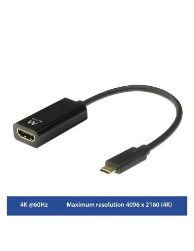 ADAPTADOR EWENT CONVERSOR USB-C MACHO A HDMI HEMBRA / 4K A 60 Hz / EW9823