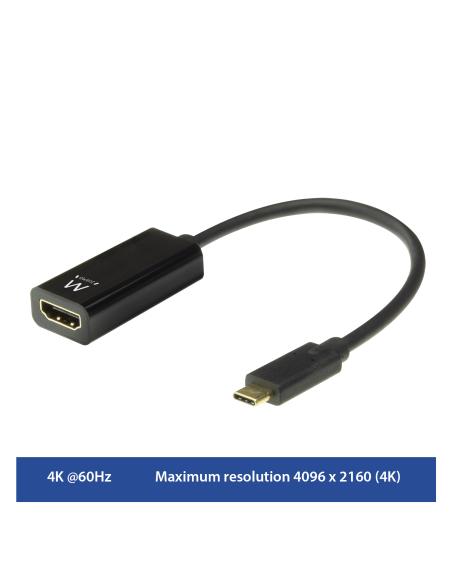 ADAPTADOR EWENT CONVERSOR USB-C MACHO A HDMI HEMBRA / 4K A 60 Hz / EW9823
