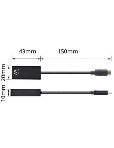 Ewent EW9823 adaptador de cable de vídeo 0,15 m USB Tipo C HDMI tipo A (Estándar) Negro