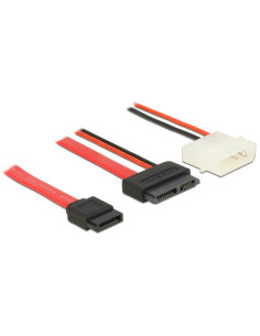 DeLOCK 84790 cable de SATA 0,5 m SATA 13-pin SATA 7-pin + Molex (4-pin) Negro, Rojo
