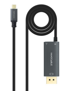 Nanocable 10.15.5012 adaptador de cable de vídeo 1,8 m USB Tipo C DisplayPort + USB Type-C Negro