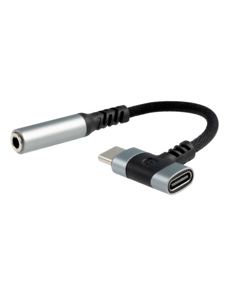 Nanocable 10.24.1207 cambiador de género para cable USB-C + USB-C 3.5 mm Negro