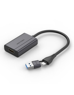 Vention ACYHB cambiador de género para cable USB-C + USB-A HDMI Gris