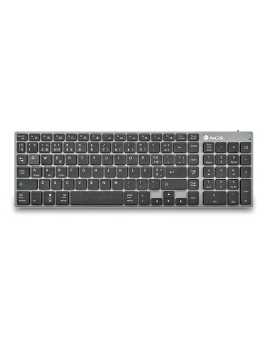 NGS FORTUNE-BT, QWERTY, PT teclado Universal Bluetooth Portugués Negro, Plata