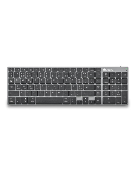 NGS FORTUNE-BT, QWERTY, PT teclado Universal Bluetooth Portugués Negro, Plata
