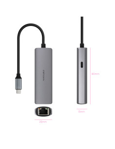 Nanocable Adaptador USB-C 3.1 a RJ45, con PD 100W, USB-C M, Aluminio, Color Gris, 18 cm 2