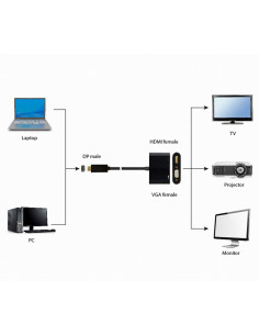 Gembird A-DPM-HDMIFVGAF-01 cable DisplayPort 0,1 m Negro 2
