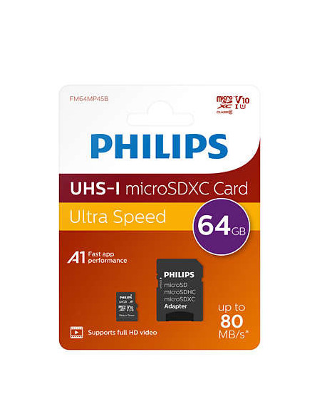 Philips FM64MP45B 00 memoria flash 64 GB MicroSDXC UHS-I Clase 10