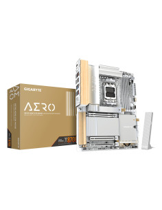 GIGABYTE X870E AERO X3D WOOD Placa Base - Compatible con procesadores AMD Ryzen 9000, VRM digital de 16+2+2 fases, hasta 9000Hz