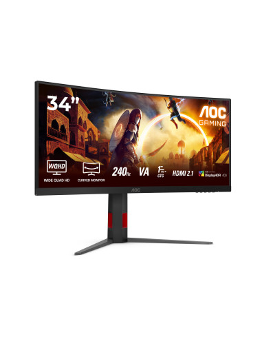 AOC G4 CU34G4Z pantalla para PC 86,4 cm (34") 3440 x 1440 Pixeles Wide Quad HD LED Negro, Rojo