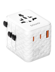 Savio AP-08 adaptador e inversor de corriente 20 W Blanco