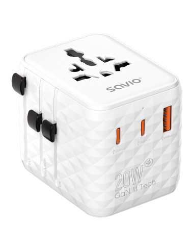 Savio AP-08 adaptador e inversor de corriente 20 W Blanco