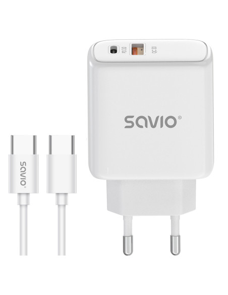 Savio LA-13 cargador de dispositivo móvil Universal Blanco Corriente alterna Carga rápida Interior
