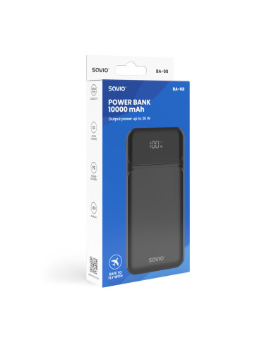 Savio BA-08 batería externa Polímero de litio 1000 mAh Negro