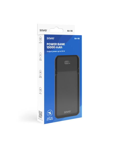 Savio BA-08 batería externa Polímero de litio 1000 mAh Negro