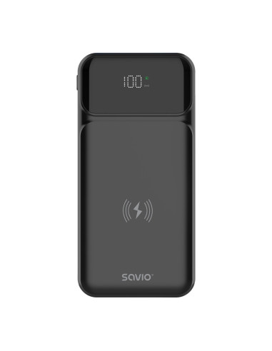 Savio BA-09 batería externa Polímero de litio 37 mAh Cargador inalámbrico Negro
