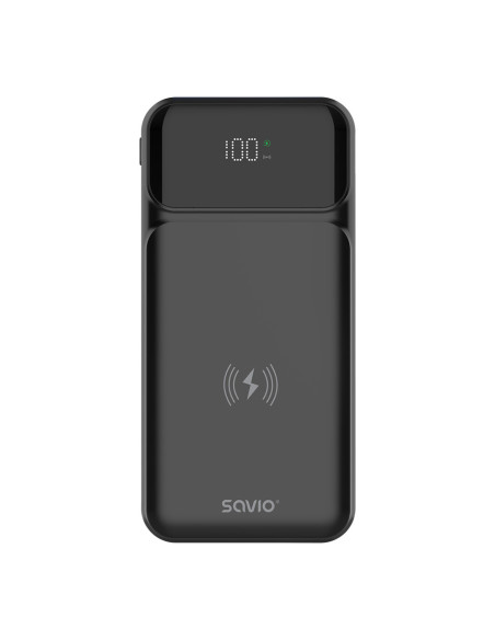 Savio BA-09 batería externa Polímero de litio 37 mAh Cargador inalámbrico Negro