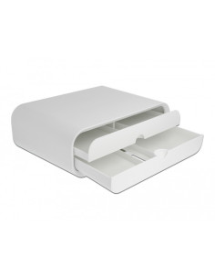 DeLOCK Soporte de monitor con dos cajones blancos