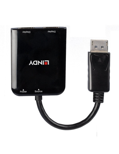 Lindy 38430 hub de interfaz DisplayPort 21600 Mbit s Negro