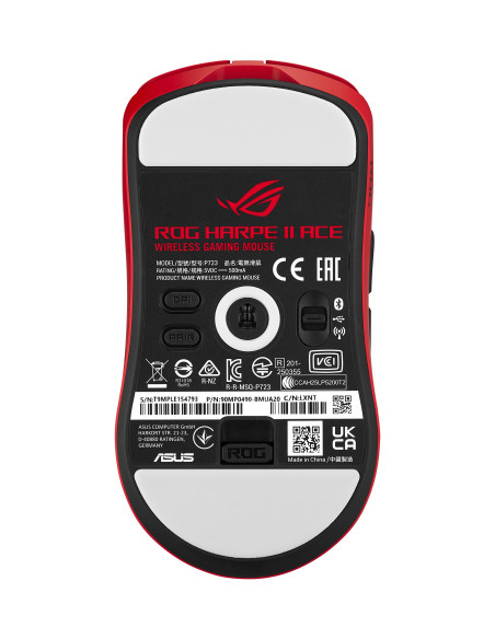 ASUS ROG Harpe II Ace RED ratón Juego mano derecha RF Wireless + Bluetooth + USB Type-A Óptico 42000 DPI