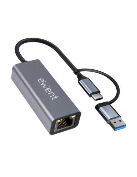 ADAPTADOR EWENT USB-C + ADAPTADOR USB-A A RJ45 ETHERNET GIGALAN / EW9819